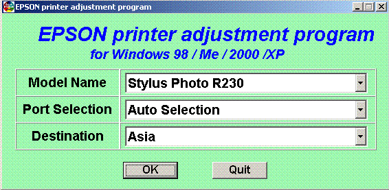 Resetter printer epson stylus photo r230x